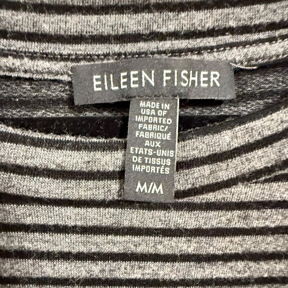 Eileen Fisher Gray and Black Stripe Tunic Top Size M - Picture 2 of 6